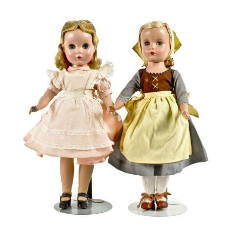 (2) 14" hard plastic Poor Cinderella: - no broom - 14" Alice In Wonderland- pink dress , white apron