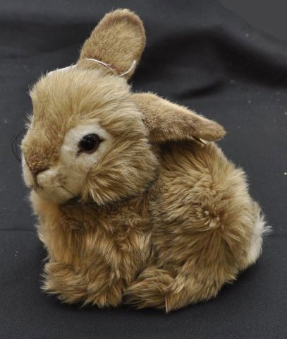 Plush Steiff Bunny: a seated bunny with gold button and tag; ***** please note puppet has been withdrawn!!!**** This lot is only one item, the seated rabbit!!!