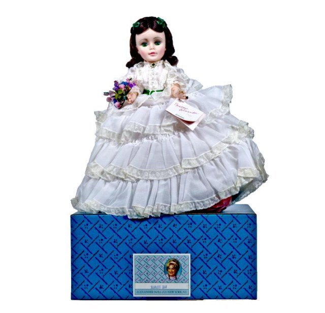19" Madame Alexander, Scarlett dressed in white -: original box, tissue, etc.,