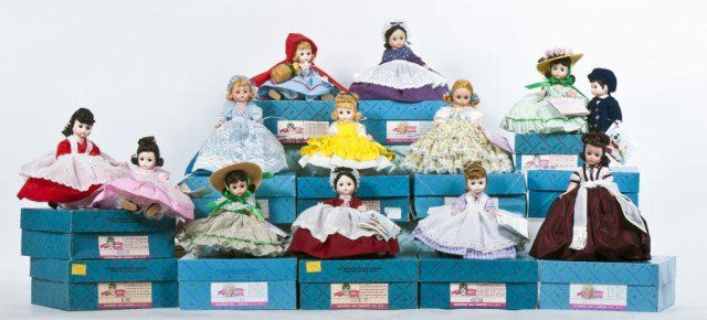 Madame Alexander 8" dolls, Scarlett 426, Scarlett: 626, Beth 412, Amy 411, Jo 413, Amy 411, Marme 409, Laurie 416, Scarlett 1100, Shadow of the Madame 905, Meg 414, Marme 415, Laurie 416, Red Riding Hood 482,