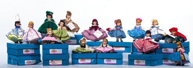 ( 15 ) 8" Madame Alexander dolls - nursery: Rhymes - Mary Mary 451, Little Maid 451, Goldilocks 497, Queen of Hearts (loose head ), Bo Peep 484, Red Riding Hood 485, MADC Briar Rose, Miss Muffet 452 (loose head ) , Bessy Brooks 437, Scarlett 40