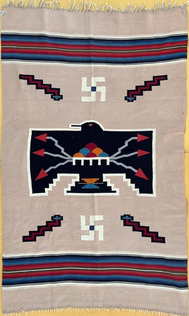CHIMAYO FLATWEAVE "THUNDERBIRD" WOOL RUG (1 of 9)