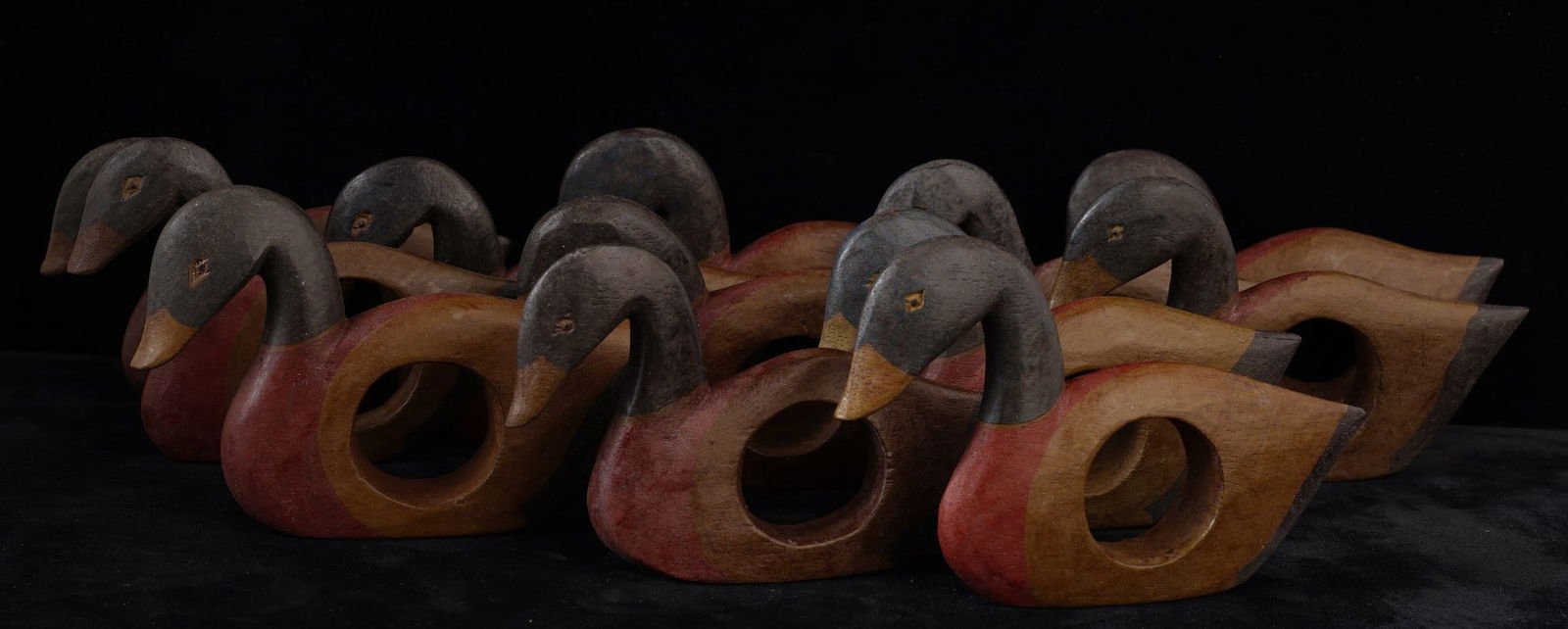 (12) HAND-CARVED & PAINTED DUCK NAPKIN HOLDERS (1 of 7)