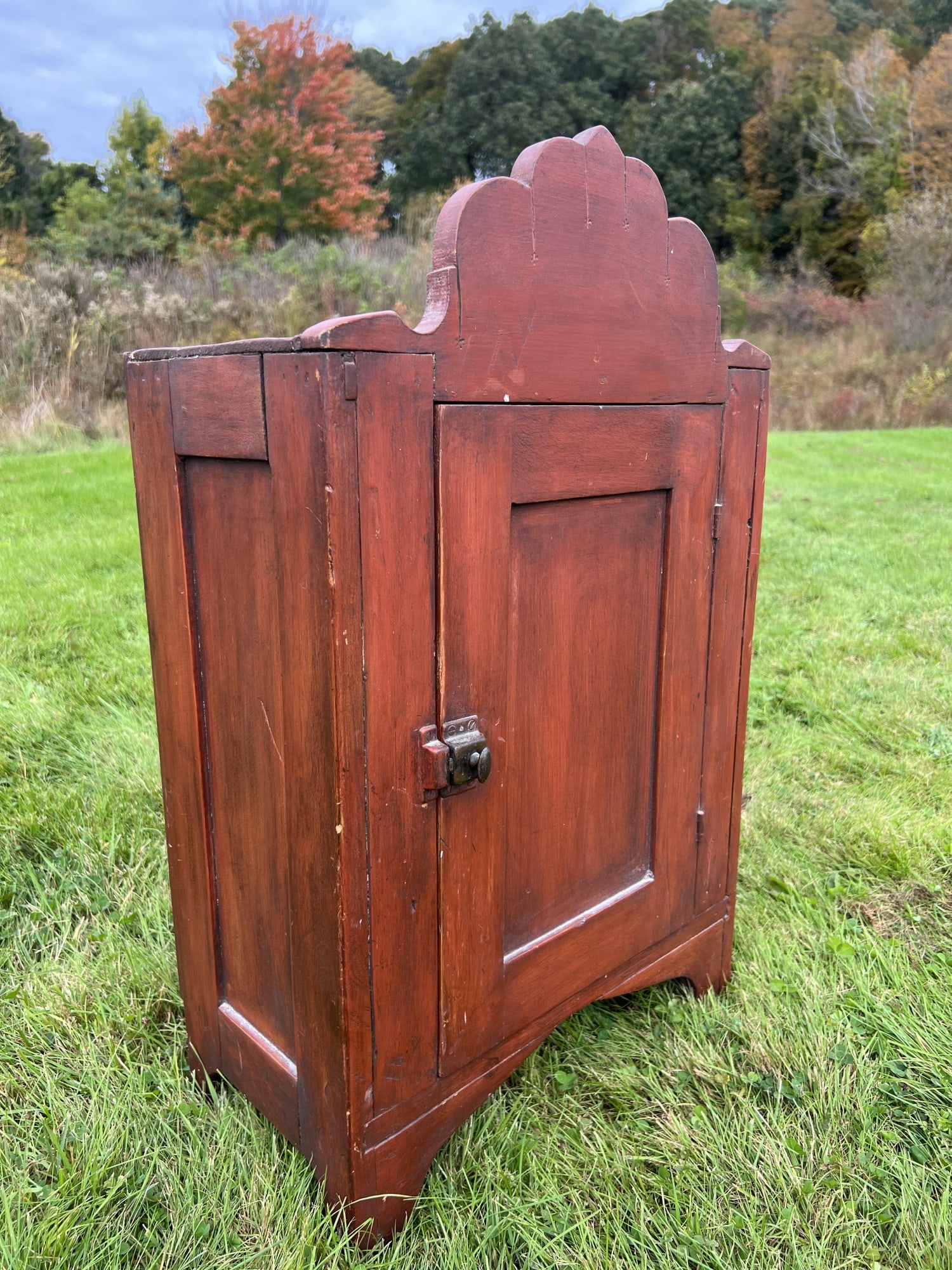 19th C. PAINTED HANGING CUPBOARD (1 of 9)