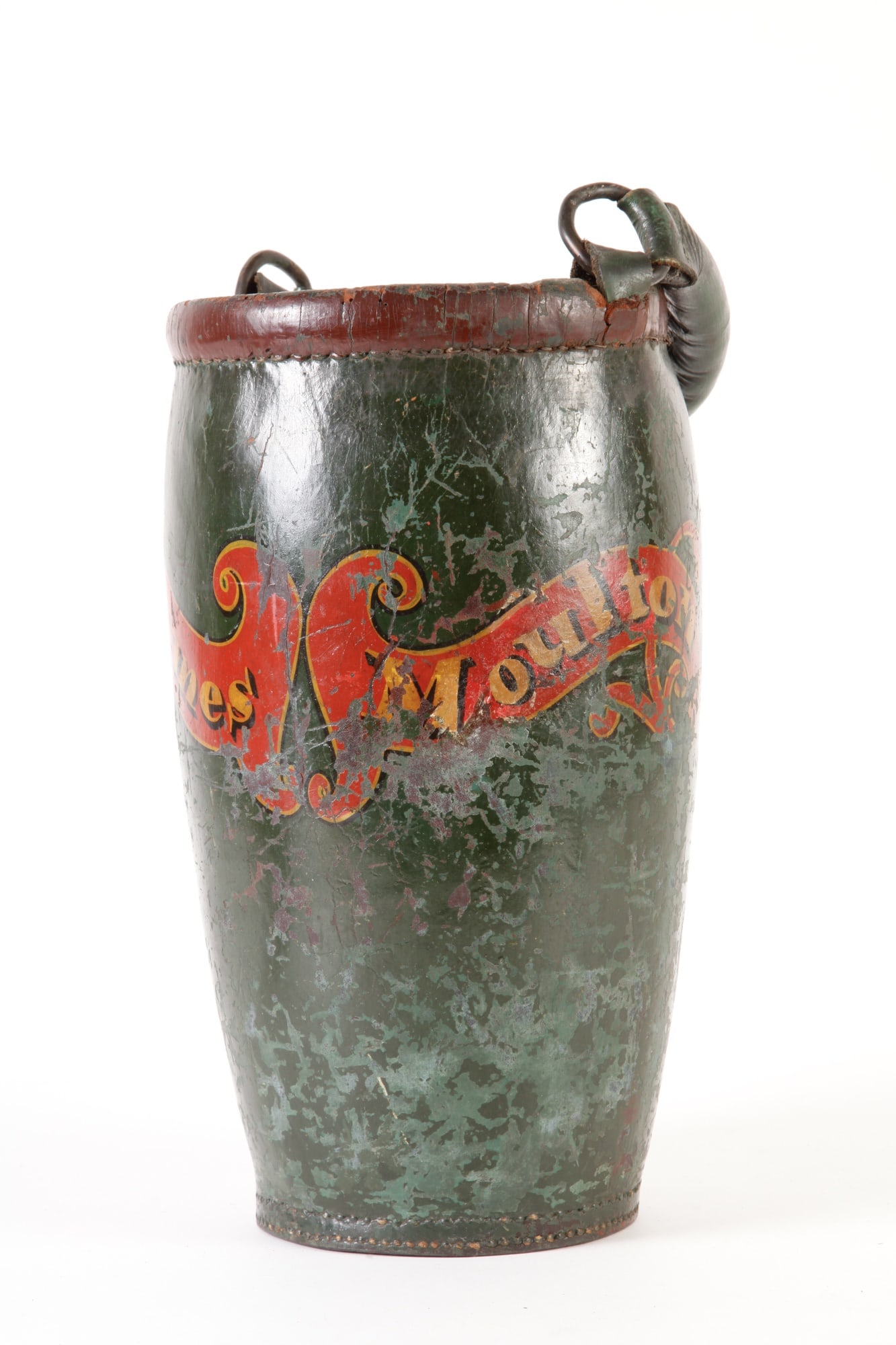 ANTIQUE LEATHER FIRE BUCKET "JAMES MOULTON" (1 of 13)