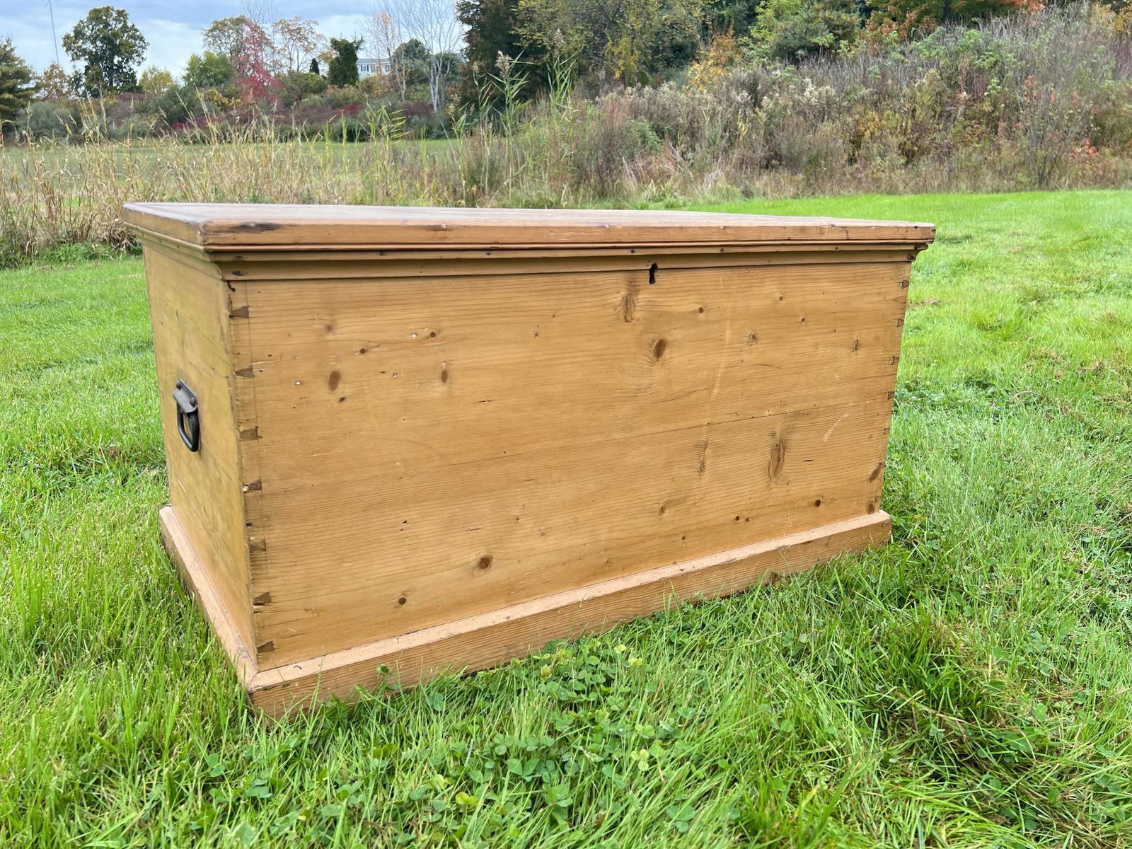 EARLY PINE CHEST WITH TILL AND IRON HANDLES (1 of 12)
