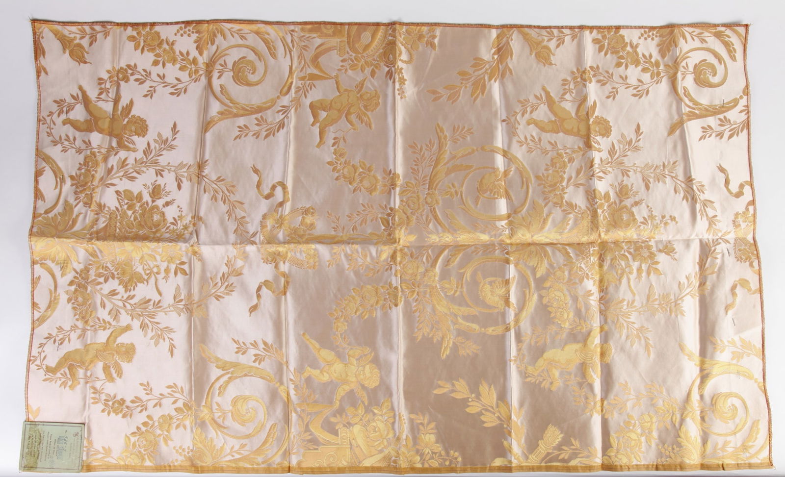 SILK TABLE CLOTH WITH FLORAL AND CHERUBS DESIGN (1 of 19)