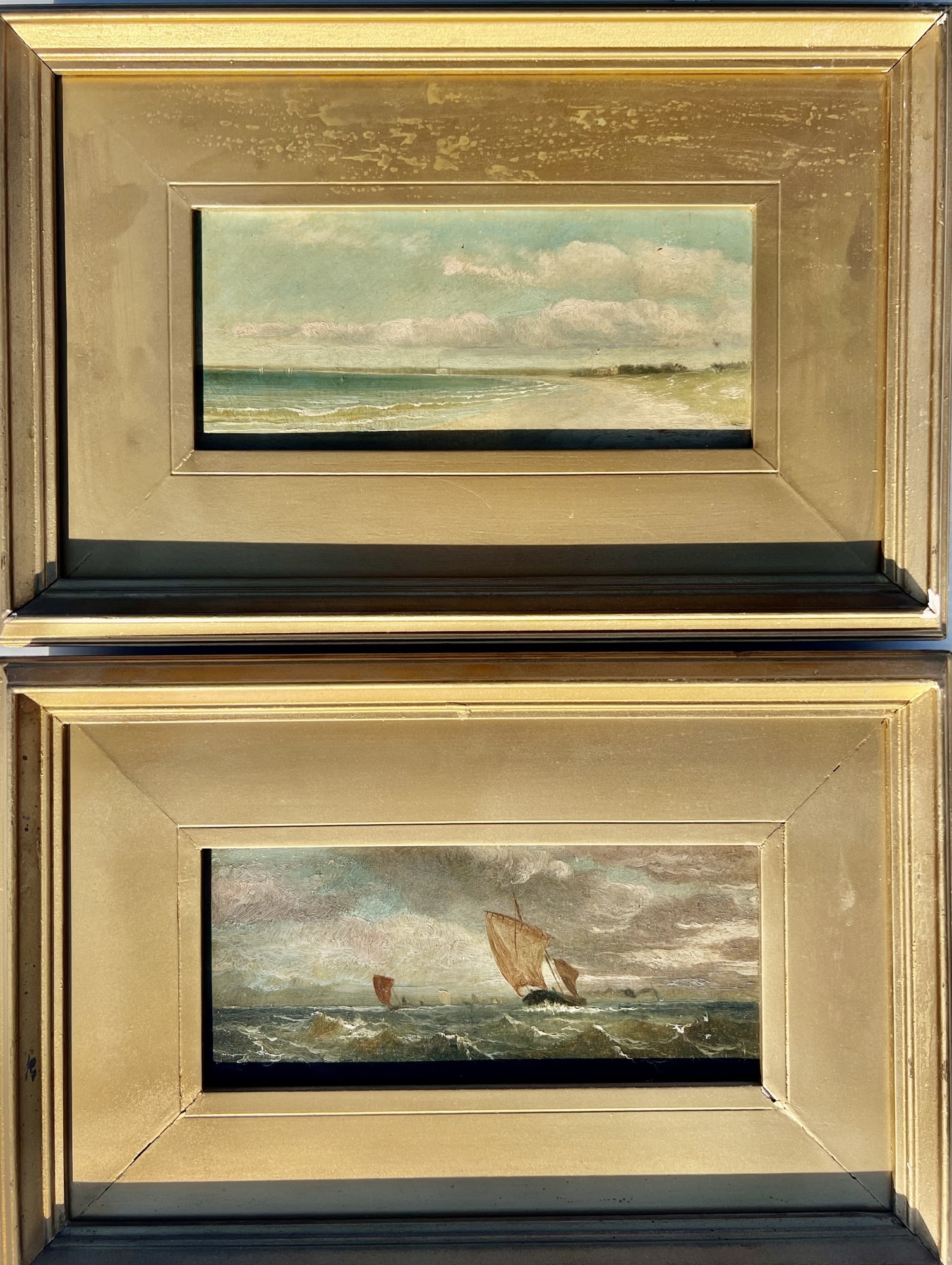 PAIR OF PAINTINGS: "SAILBOATS" AND "BEACH SCENE" (1 of 11)