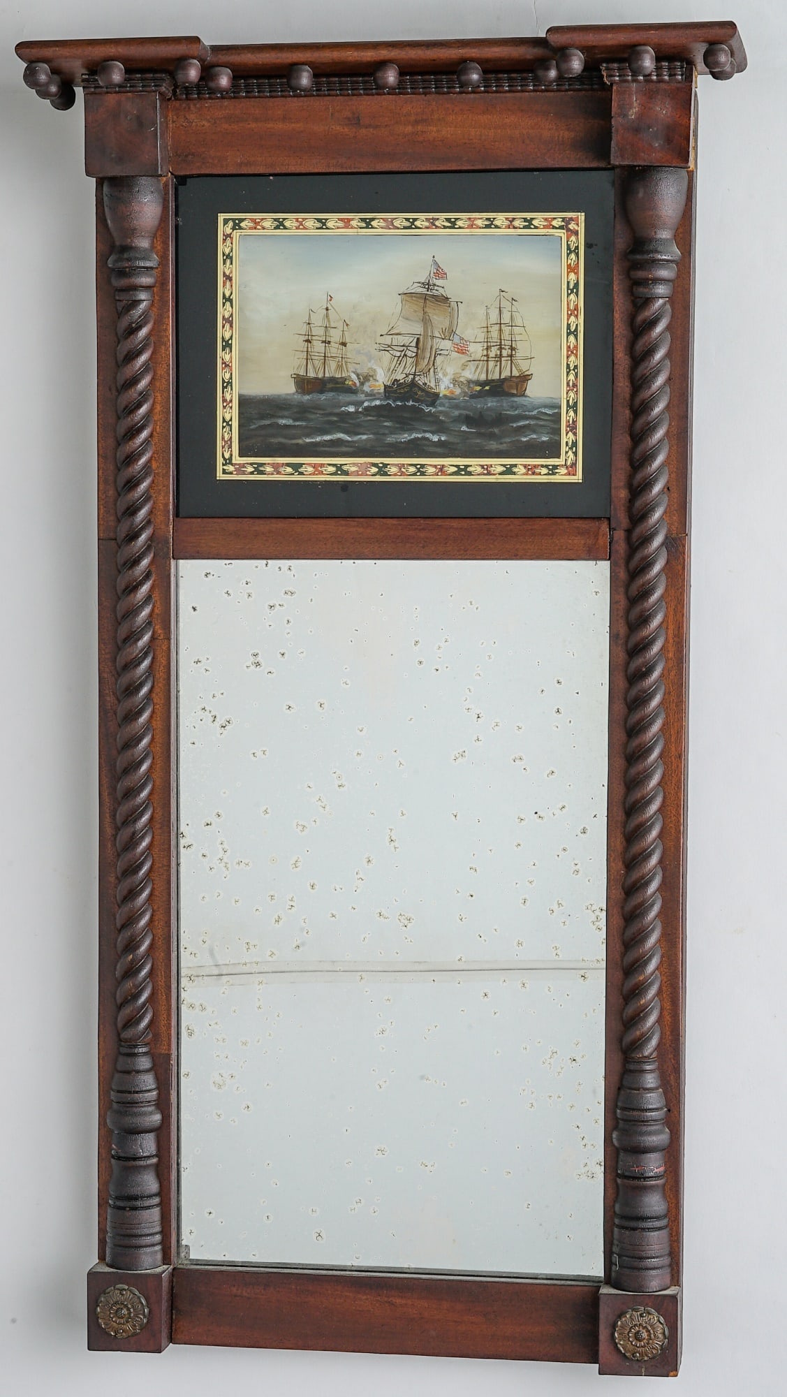 FEDERAL PERIOD MAHOGANY MIRROR WITH SPLIT COLUMNS (1 of 5)