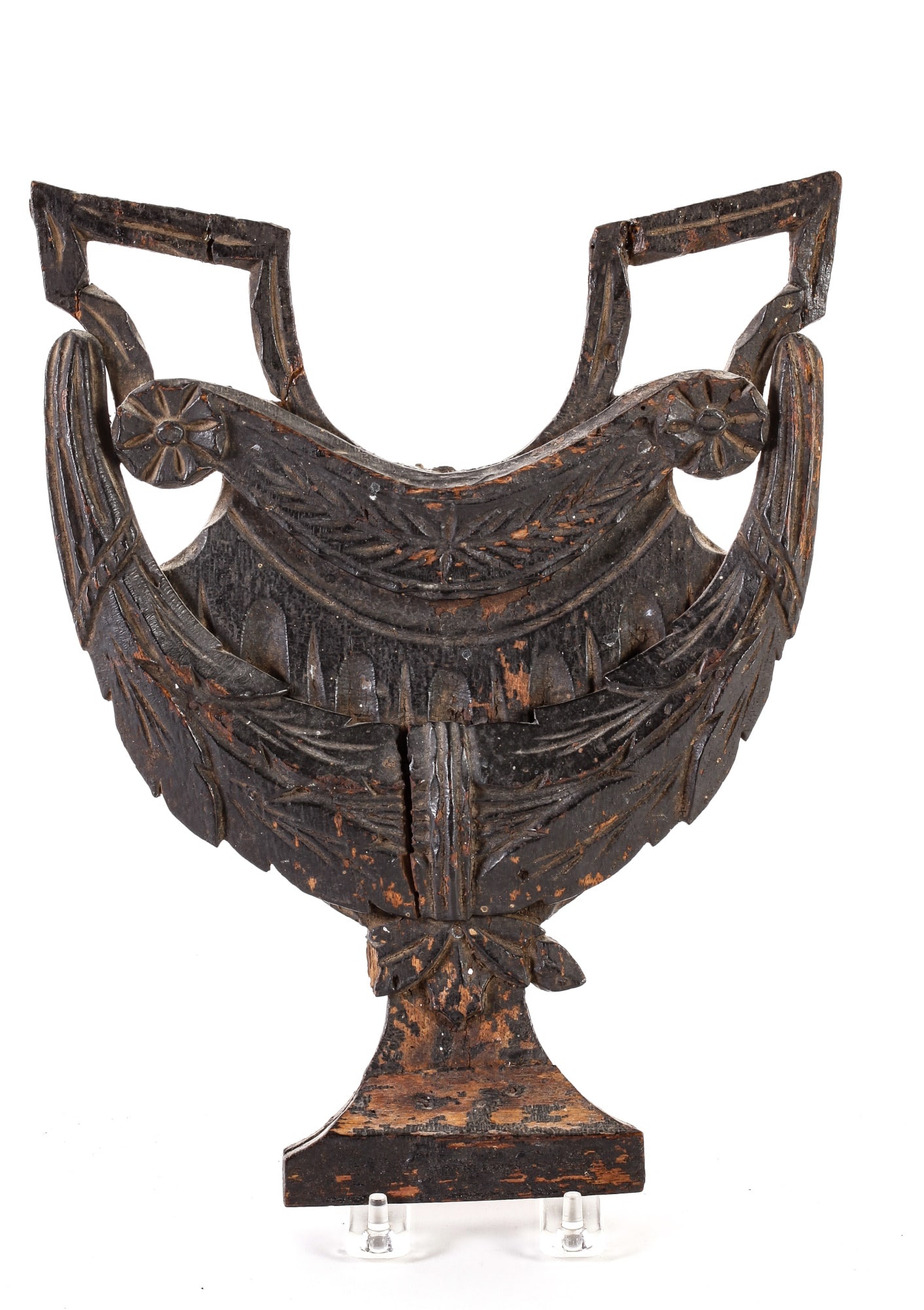 CARVED ARCHITECTURAL FRAGMENT: VASE & SWAGS (1 of 10)