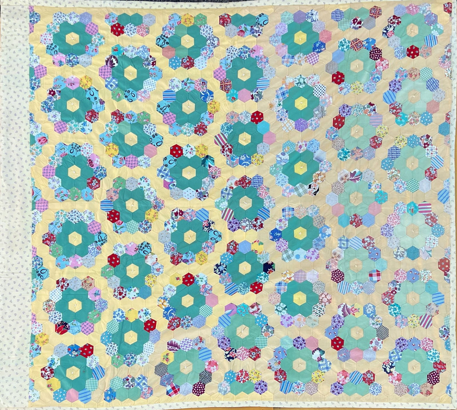 ANTIQUE HANDMADE GEOMETRIC QUILT (1 of 5)