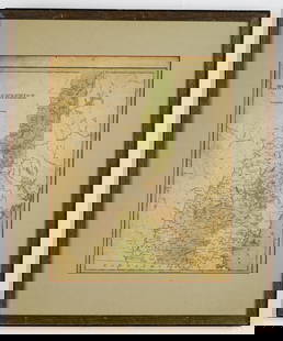 VINTAGE MAP OF NEW HAMPSHIRE: Matted and framed map, 21 x 17 3/4 inches overall