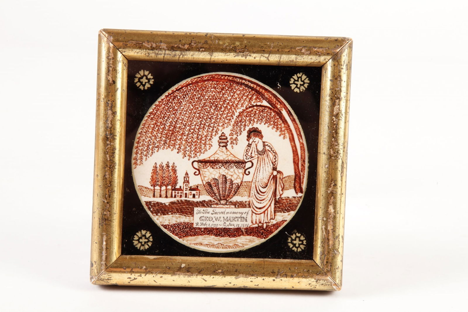 EARY 19TH C. MINIATURE MOURNING WATERCOLOR (1 of 5)