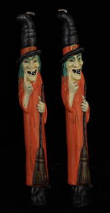 (2) VINTAGE HALLOWEEN WITCH CANDLES: 10 inches tall.