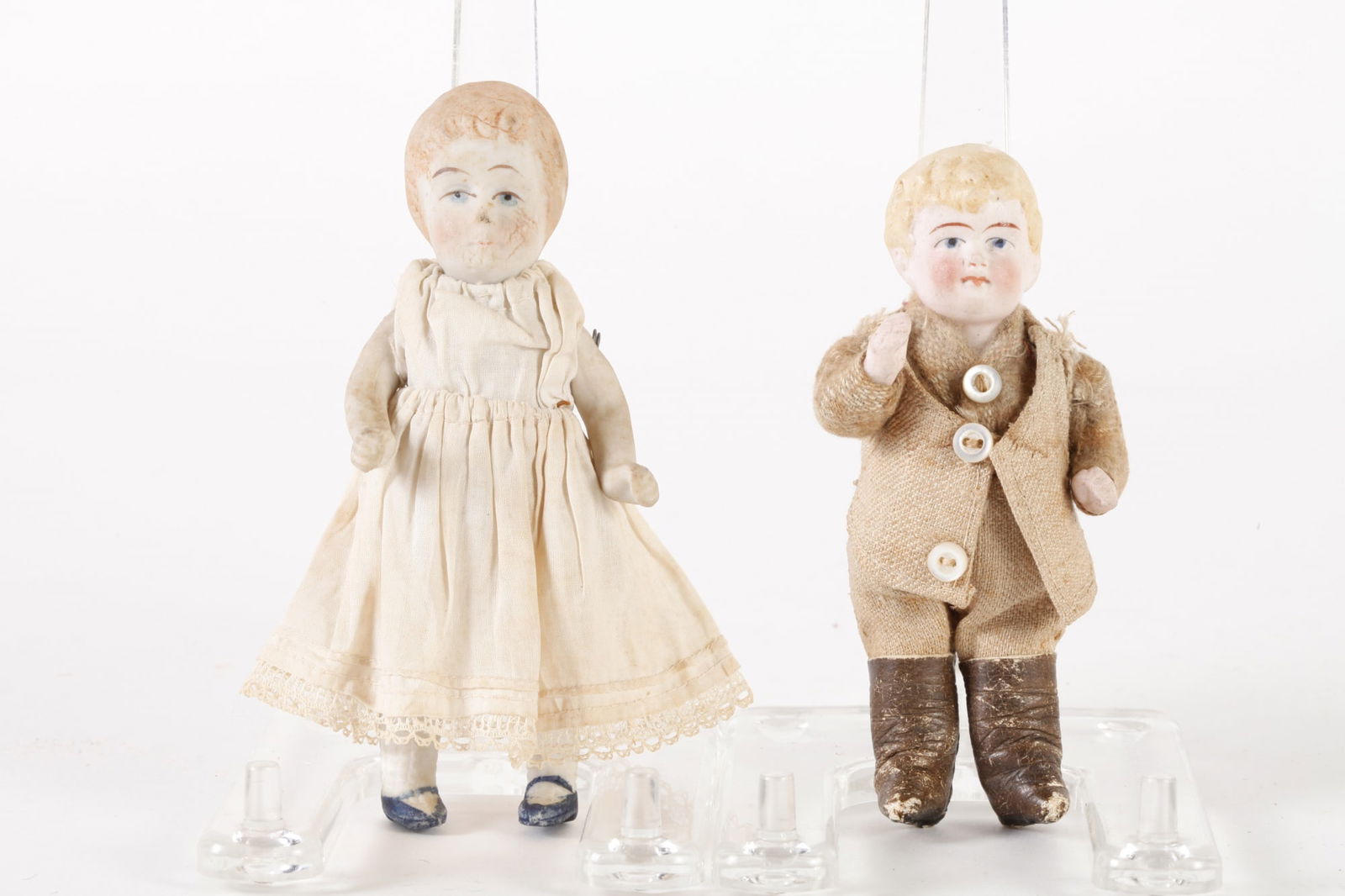 (2) SMALL BISQUE DOLLS: BOY AND GIRL (1 of 18)