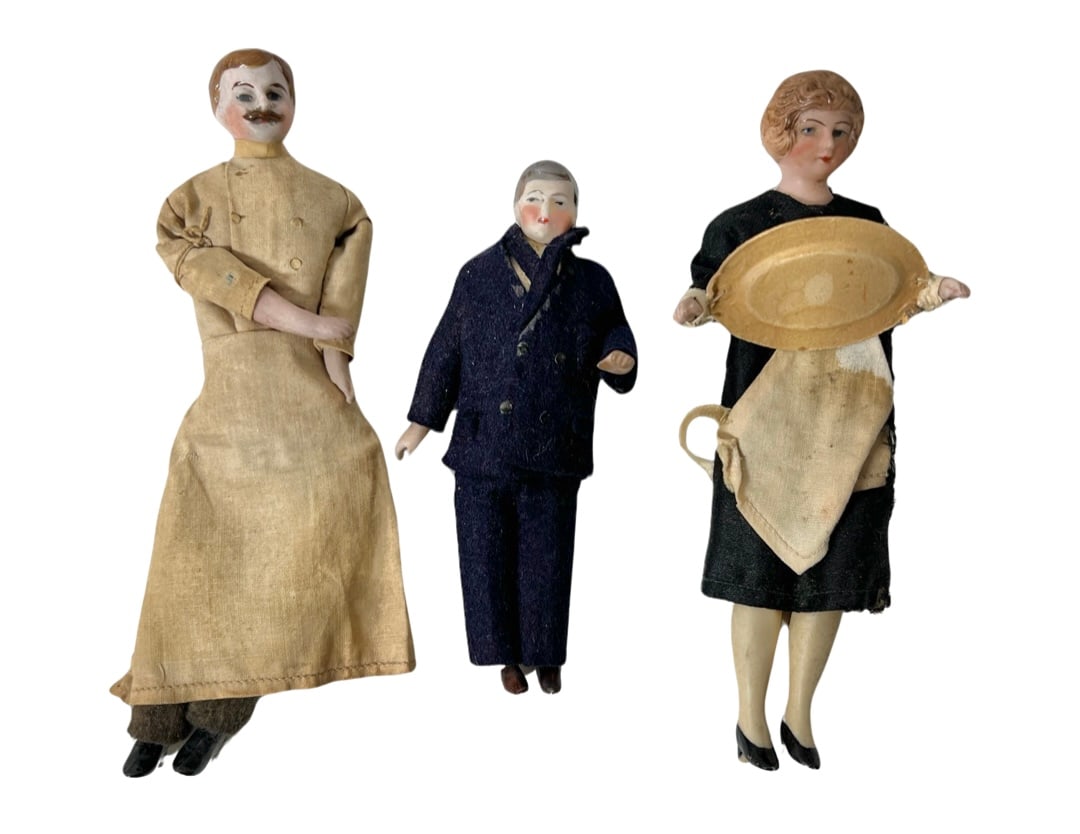 (3) VINTAGE BISQUE DOLLHOUSE DOLLS (1 of 5)