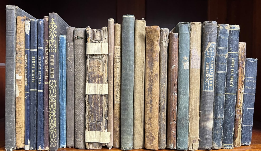 (25) EARLY BOOKS OF VARIOUS SUBJECTS INCLUDING: "Musical Gems", "Scripture Narratives of Young Persons", "The Life of Alfred the Great", etc. See pics for more info.