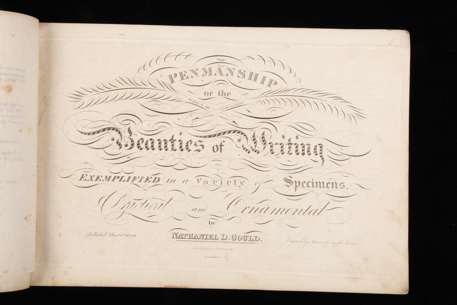 NH GOULD'S, PENMANSHIP OR THE BEAUTIES OF WRITING: Published 1822. Second edition. Together with two hand-drawn samples.