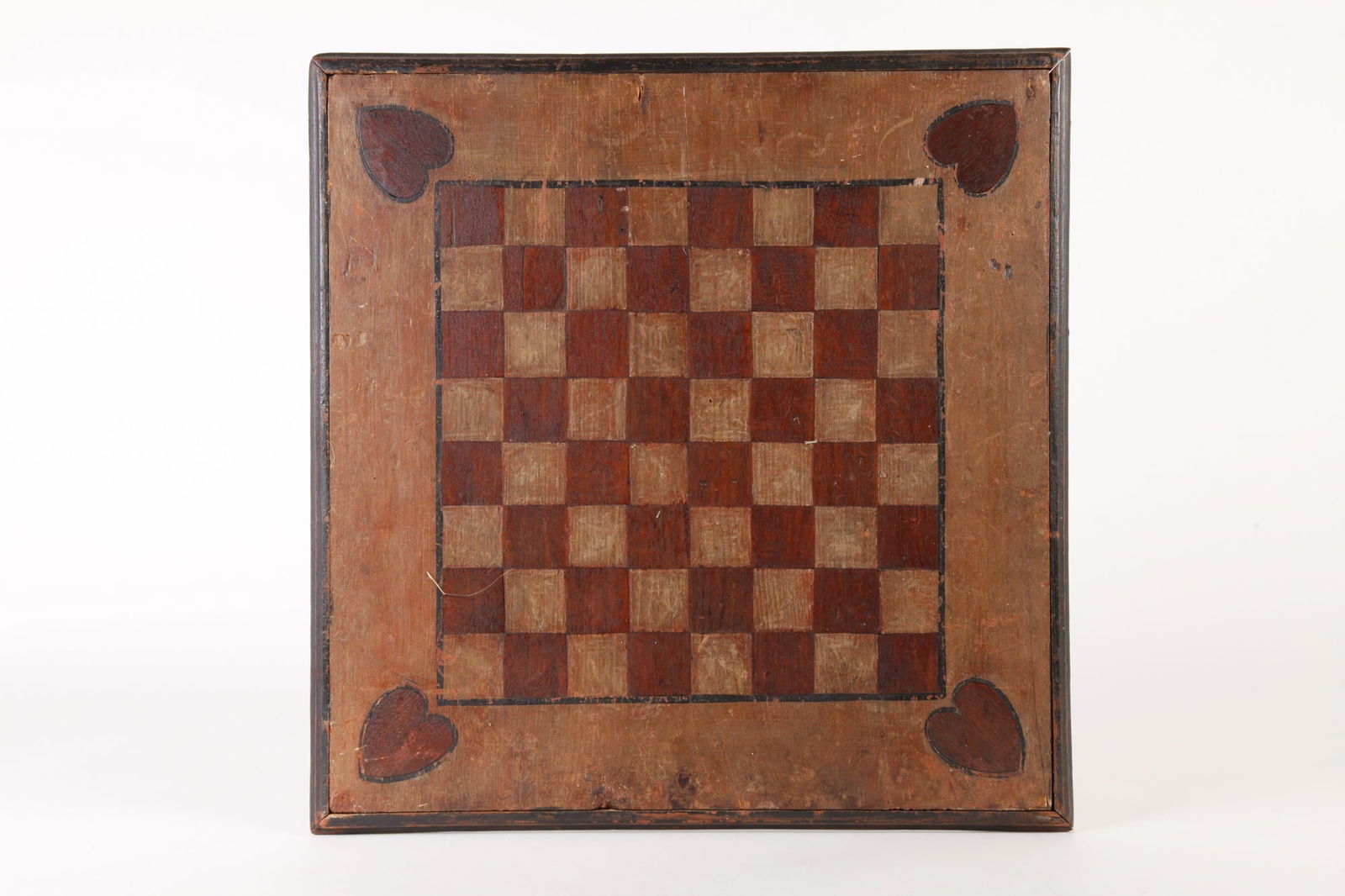 ANTIQUE WOODEN HAND PAINTED CHECKER BOARD (1 of 10)