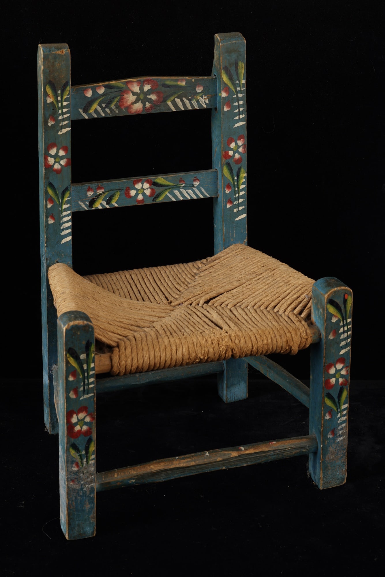 PAINT DECORATED LADDER BACK CHAIR W/ RUSH SEAT (1 of 11)