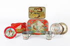 (8) VINTAGE CHILD'S TIN LITHO TEA SET COMPONENTS