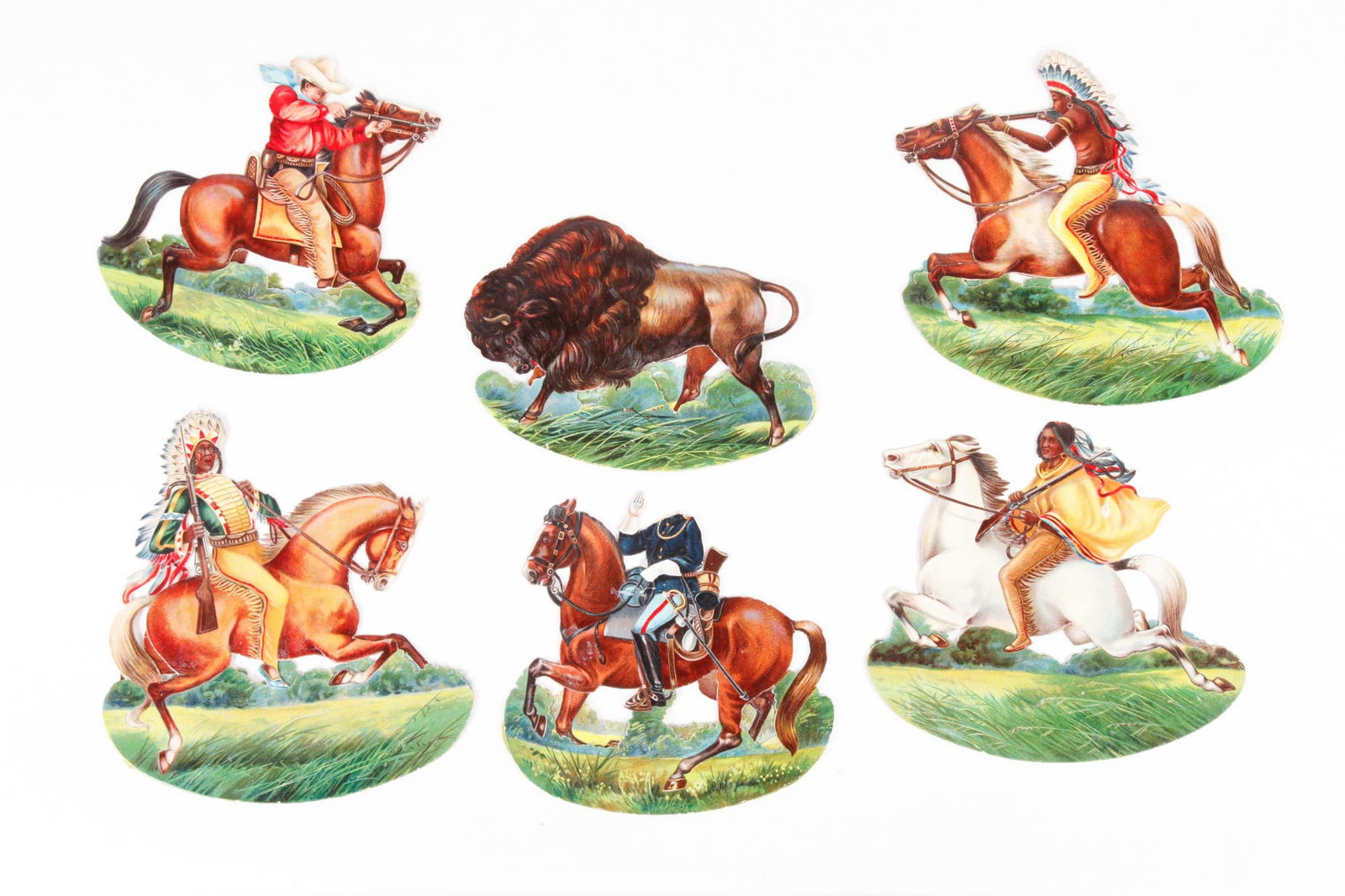 (6) BUFFALO BILL CARDBOARD EMBOSSED LITHOGRAPHS (1 of 10)