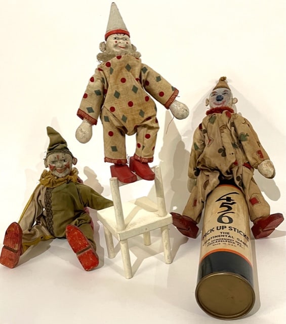 (3) SCHOENHUT CLOWNS  and  GAME (1 of 20)