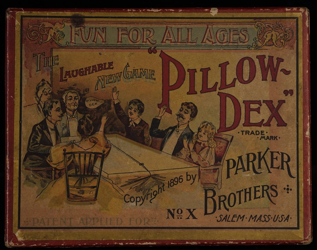 "PILLOW-DEX" GAME BY PARKER BROTHERS: 4 1/2 X 6 inch box with partial contents.