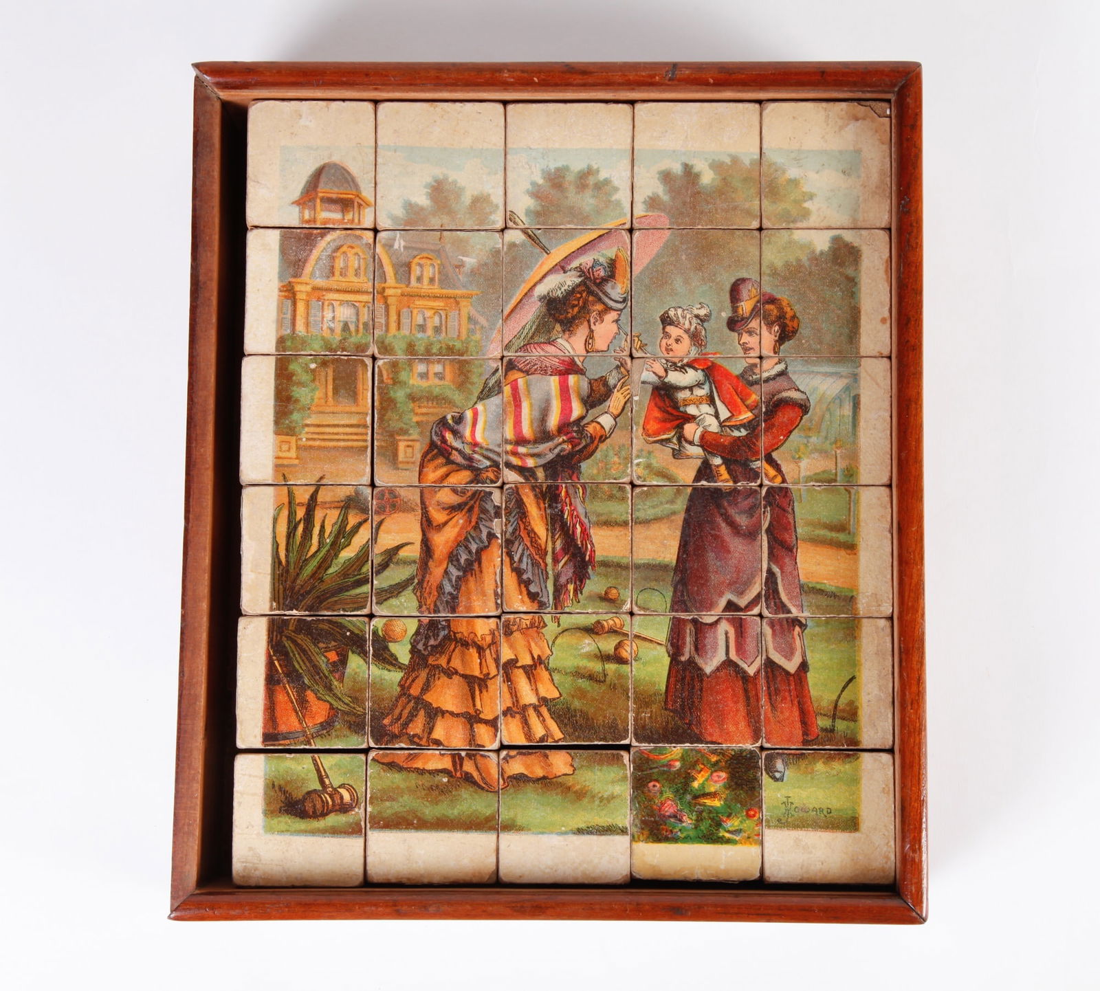 VINTAGE CHILD'S WOOD PUZZLE BLOCKS SET (1 of 6)