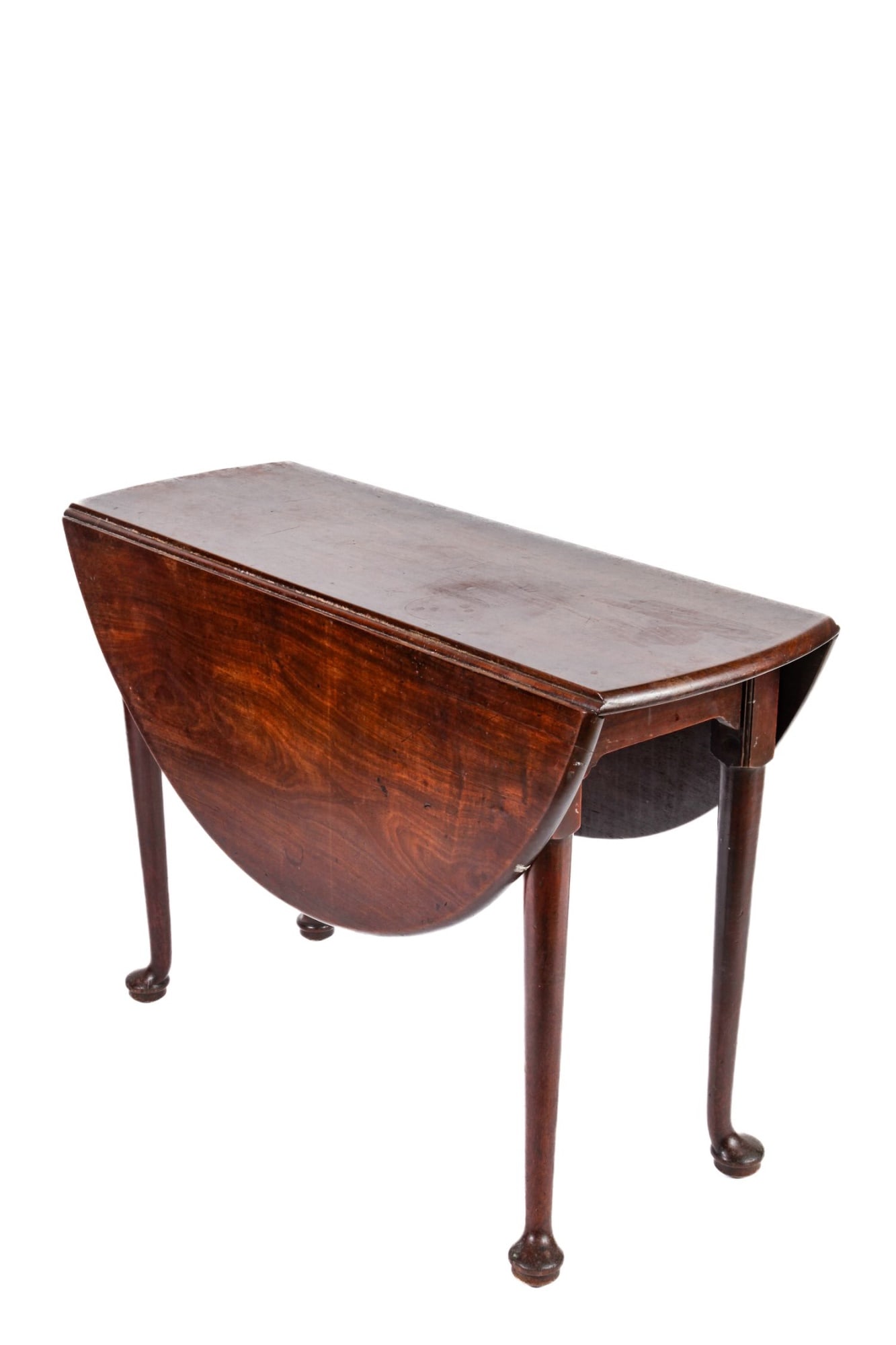 (18th c) ROUND MAHOGANY DROP-LEAF TABLE (1 of 6)