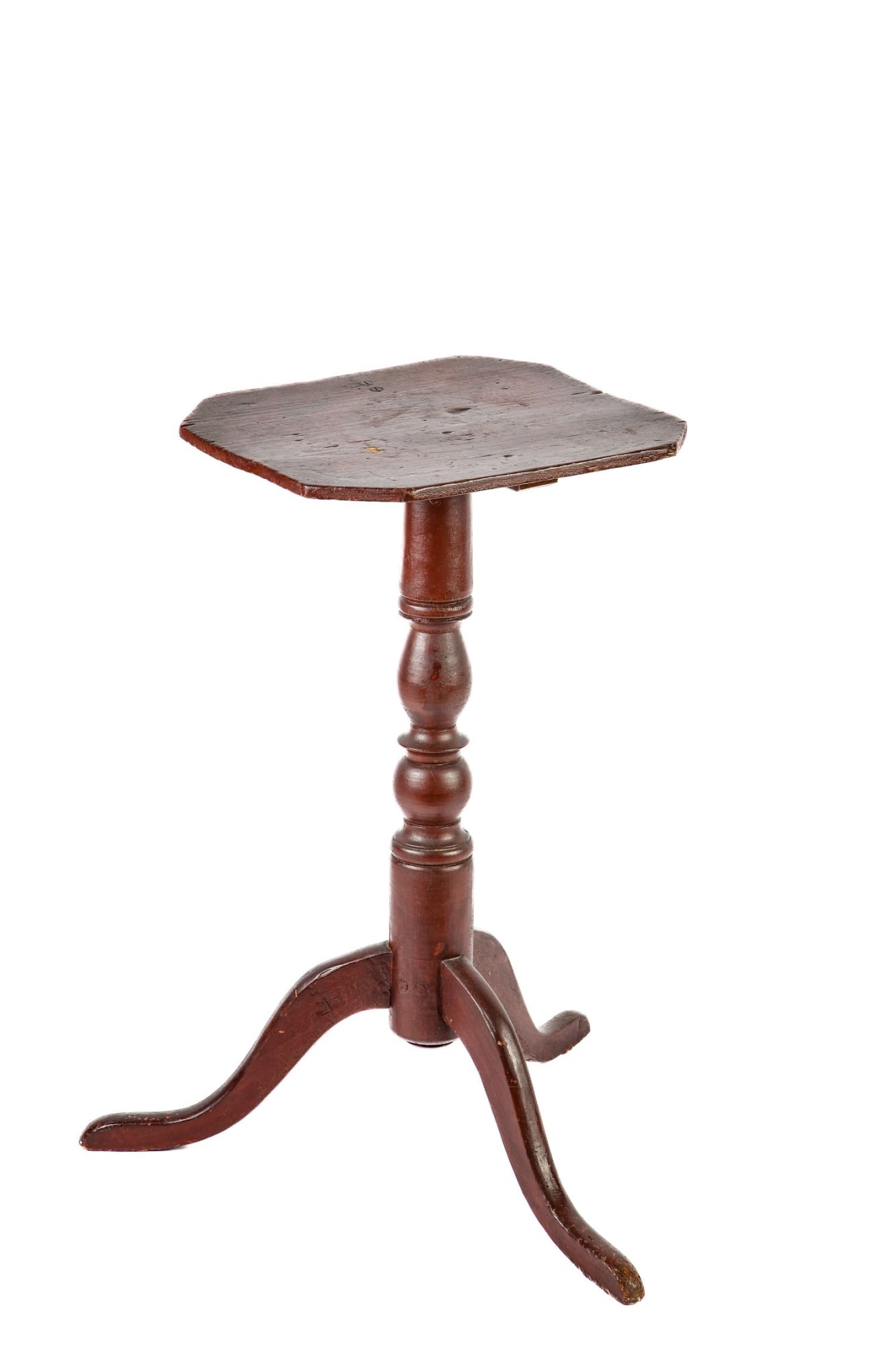 (18th c) CANDLESTAND IN NICE OLD RED PAINT (1 of 15)