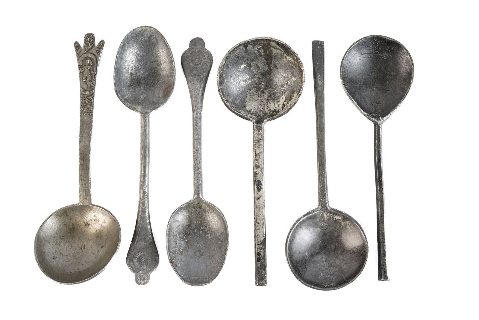 (6) Dutch Leadalloy Pewter Spoons Auction