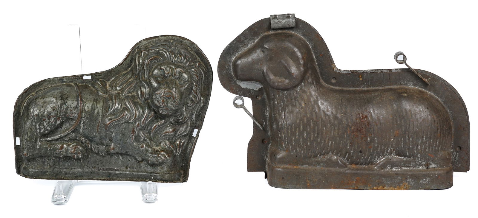 LARGE TIN RAM and a TIN over COPPER LION FOOD MOLD (1 of 13)