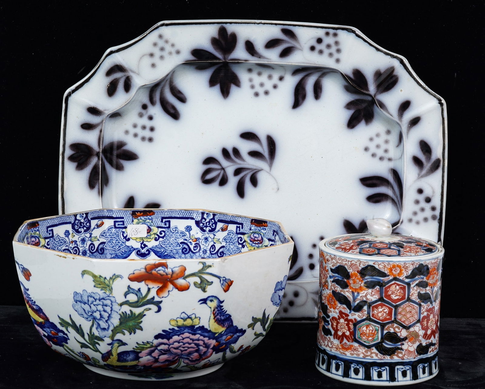 IRONSTONE PLATTER, IMARI CANNISTER & MASONS BOWL (1 of 19)