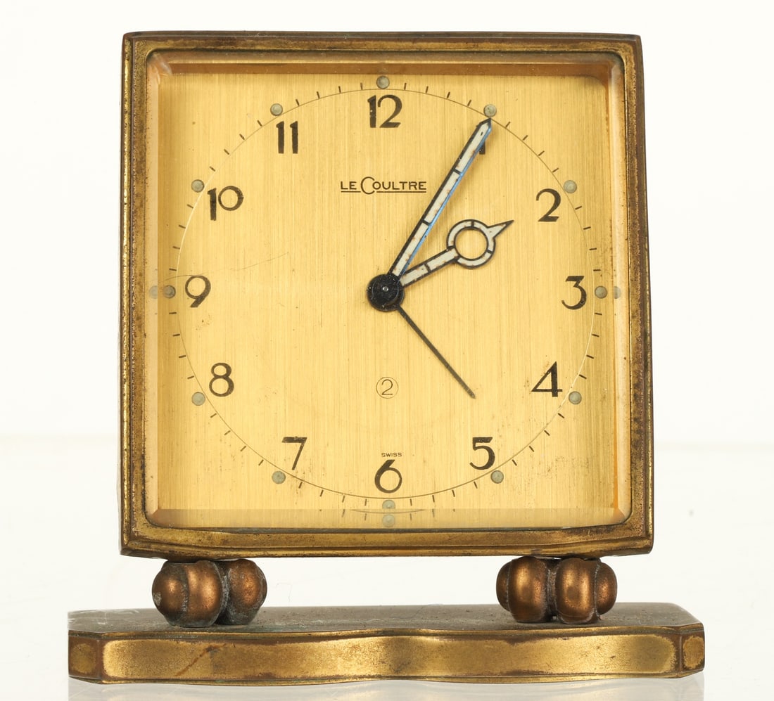 LE COULTURE GILT BRONZE DESK CLOCK (1 of 14)