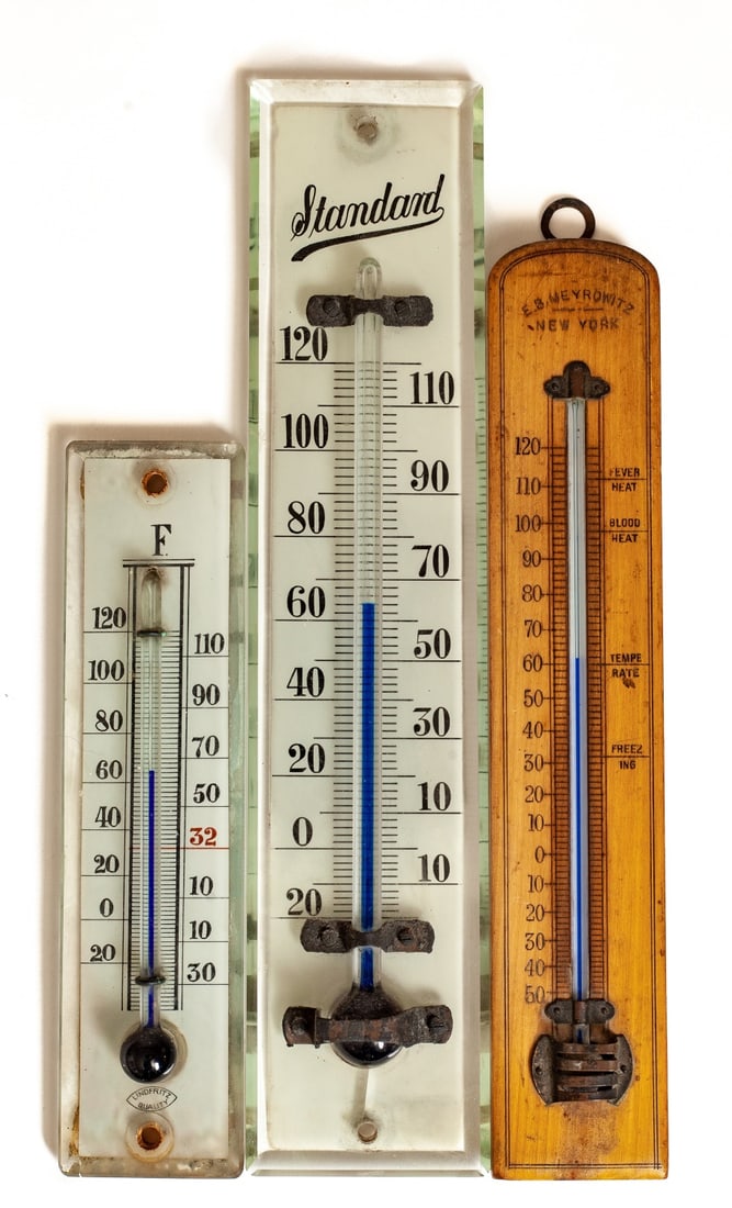 (3) THERMOMETERS with BLUE FLUID GAGUES (1 of 9)