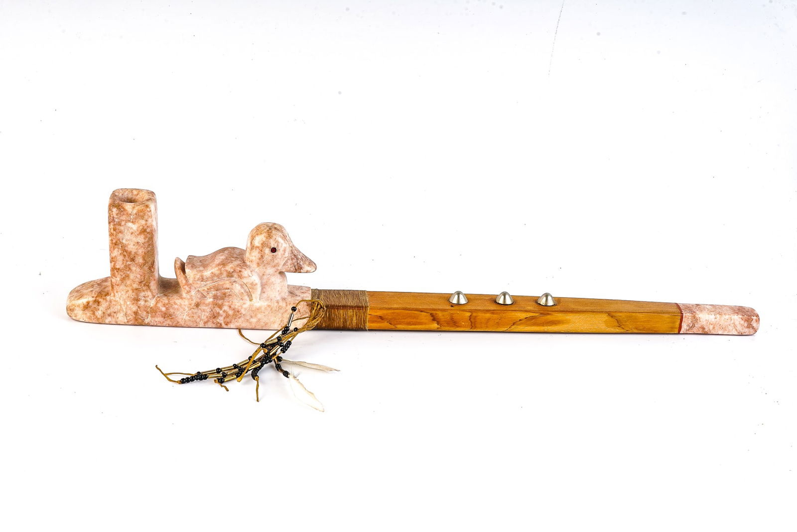 NATIVE AMERICAN CARVED STONE PEACE PIPE (1 of 6)