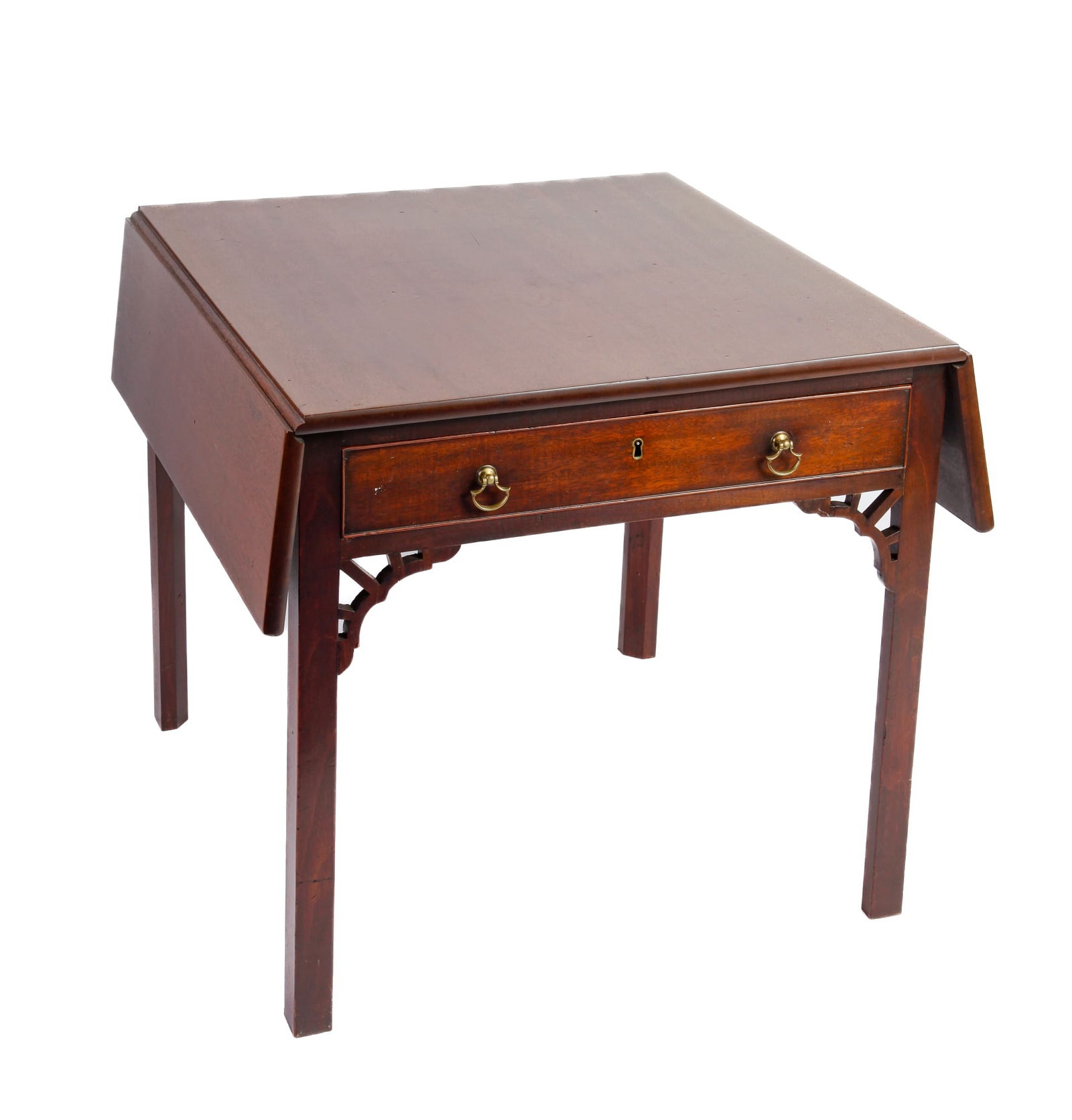 (19th c) ENGLISH MAHOGANY DROP-LEAF LOW TABLE (1 of 12)