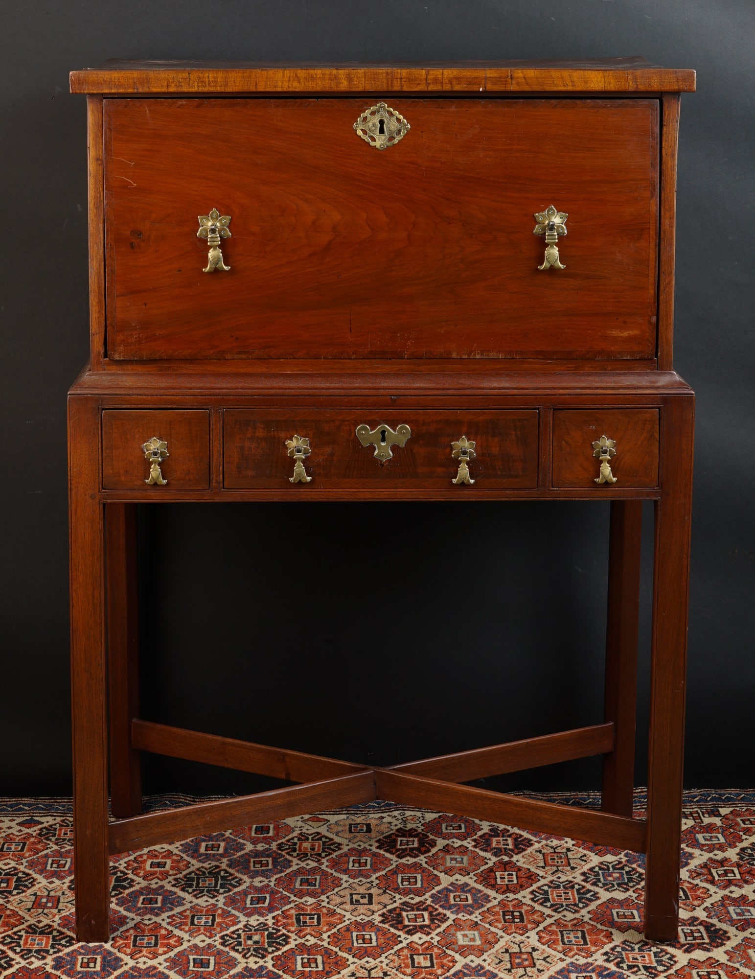 ENGLISH MAHOGANY CAMPAIGN DESK on FRAME (1 of 20)