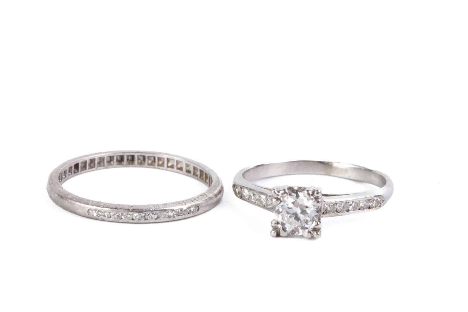 PLATINUM and DIAMOND SOLITAIRE ENGAGEMENT RING & BAND (1 of 9)