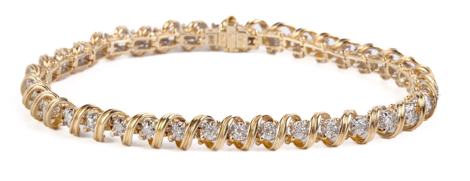 10k GOLD TENNIS BRACELET set with (38) DIAMONDS (1 of 8)