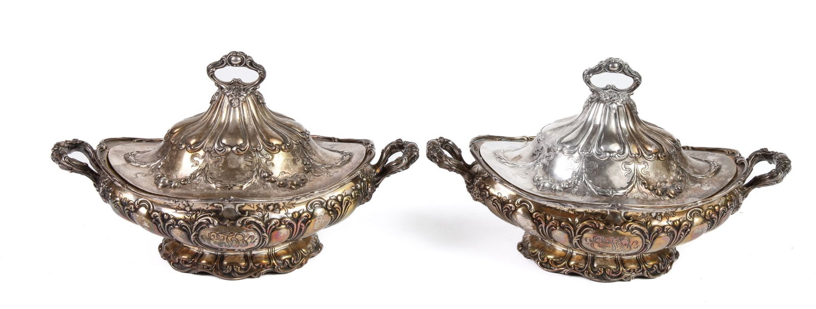 PAIR OF GORHAM "CANTILLY STERLING COVERED SERVERS (1 of 4)