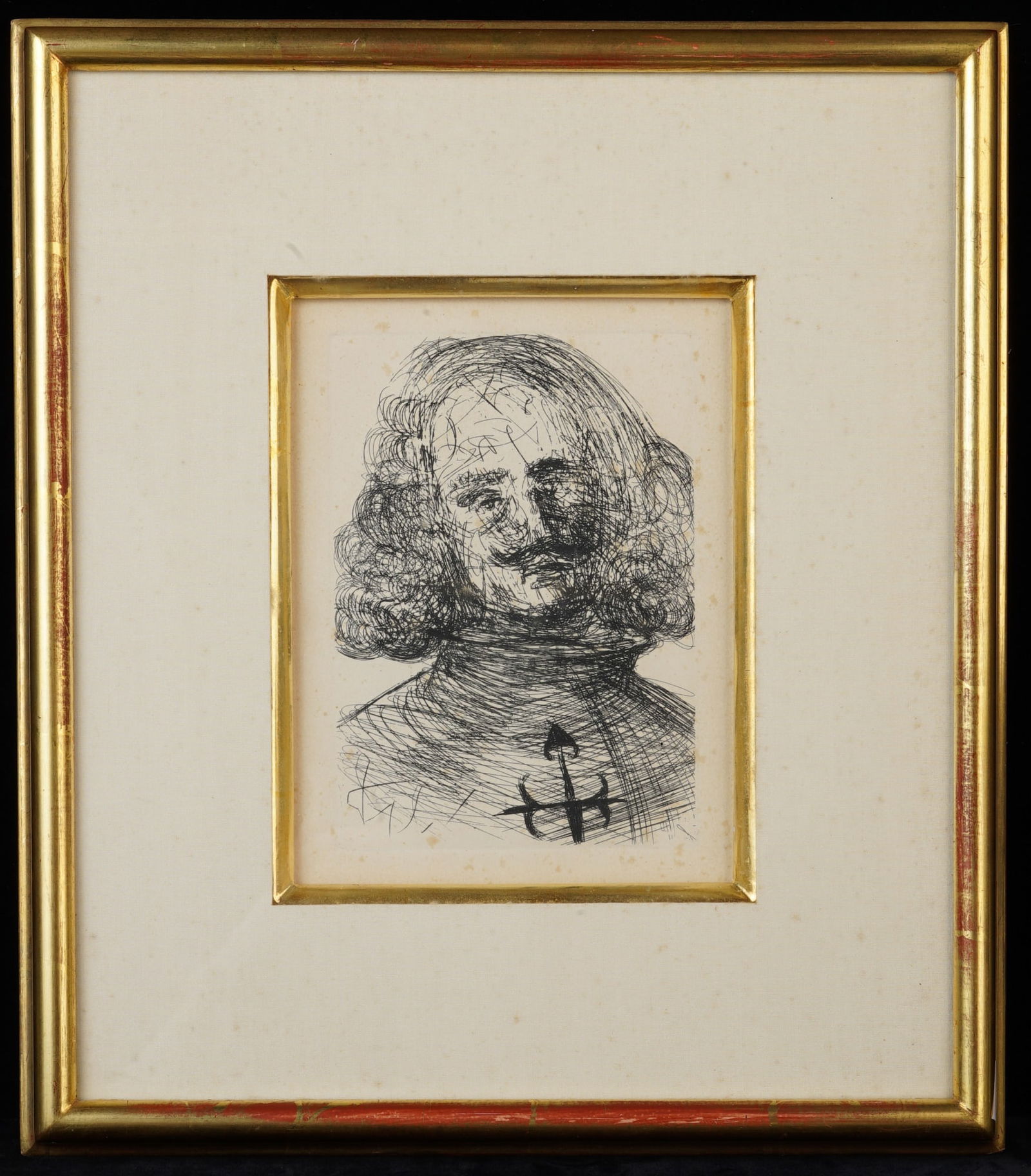 SALVATOR DALI (1904-1989): "Velazquez" etching 7 3/4 x 5 3/4 inches. Presented in a Guido custom gilt frame 15 x 13 inches (overall). Provenance: The Collector's Guild Ltd.