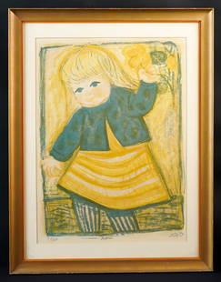 OTTO DIX (1891-1969): "Bettina" lithograph in colors 25 x 18 inches. 31/60 signed and dated 1953. framed 32 1/2 x 25 inches (overall)