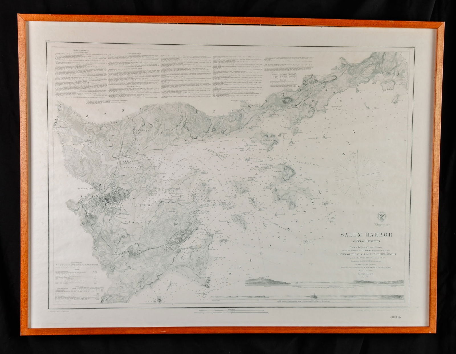 BICENTENNIAL REPRINT of 1869 SALEM HARBOR: Limited edition #114. Intaglio Gallery Marblehead. 24 x 32 inches (overall including frame)