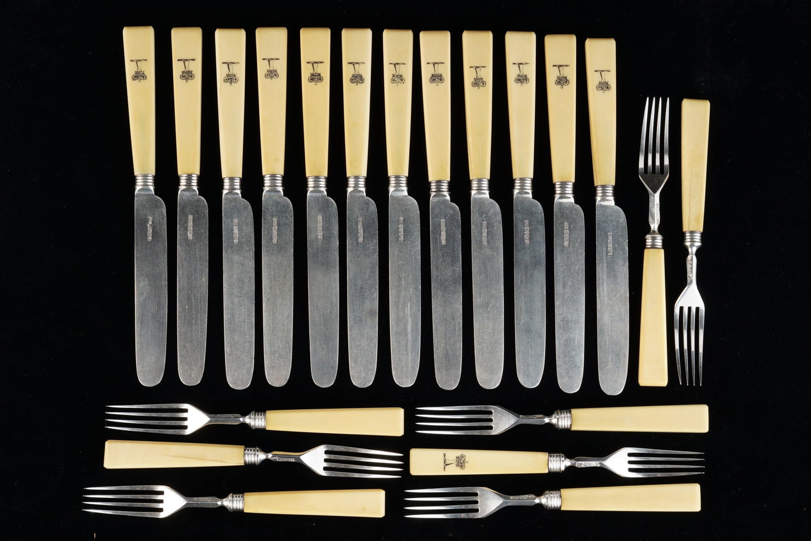 SET of STERLING KNIVES and FORKS by GEORGE HOWSON (1 of 6)