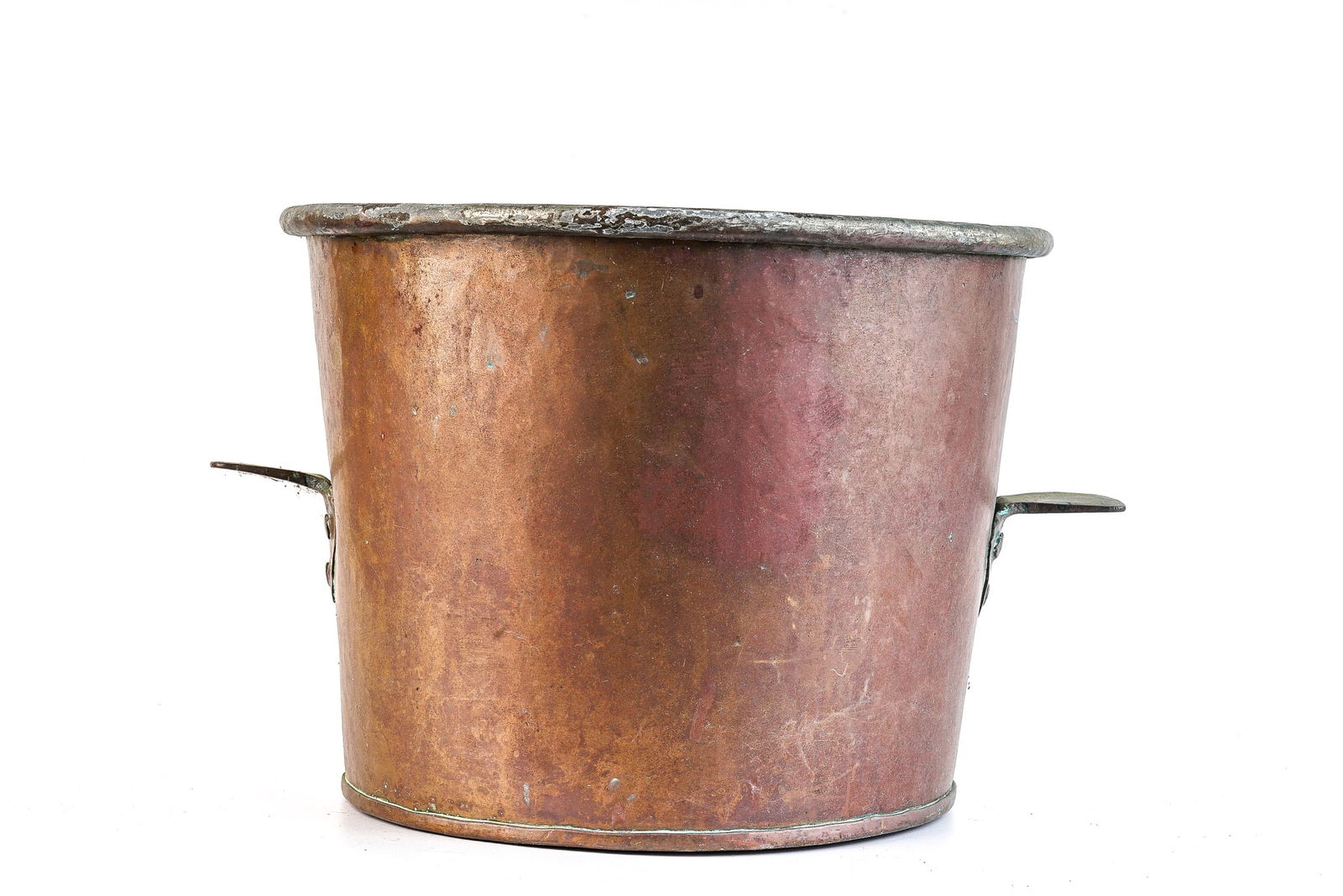 HEAVY (2) HANDLED TIN-LINED COPPER POT (1 of 7)