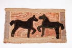 HOOKED RUG with OPPOSING HORSES