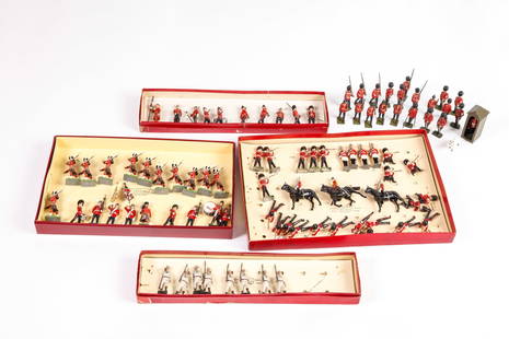 (5) BOXES OF BRITAINS TOY SOLDIERS: Including: (9) Life Guards N0.2029, (8) United States Navy White Jackets No.1253, Coldstream Guards No. 90, Queen's Own Cameron Highlanders No.5183 and a large unmarked box of Guardsmen