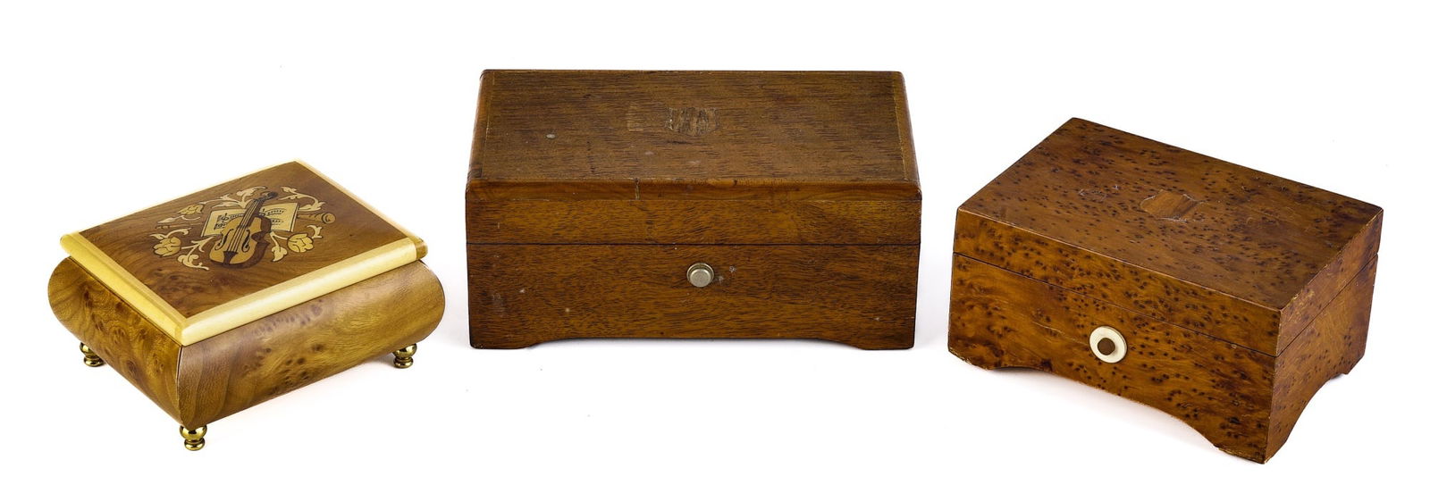 (3) SMALL DRESSER-TOP MUSIC BOXES (1 of 11)
